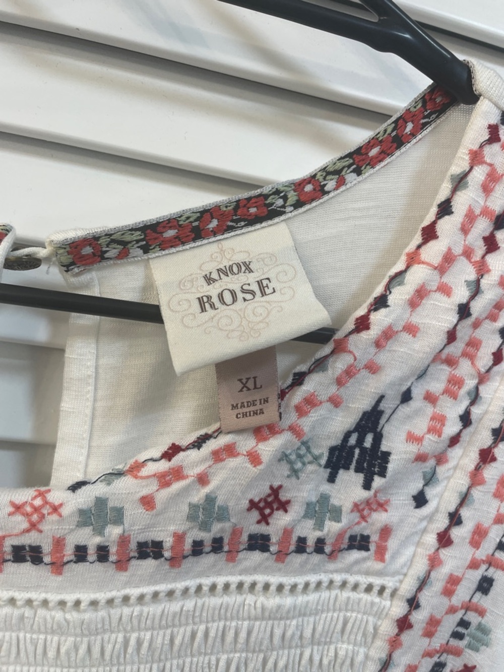 Knox Rose White Peasant Tunic Embroidery Size XL - Picture 5 of 8